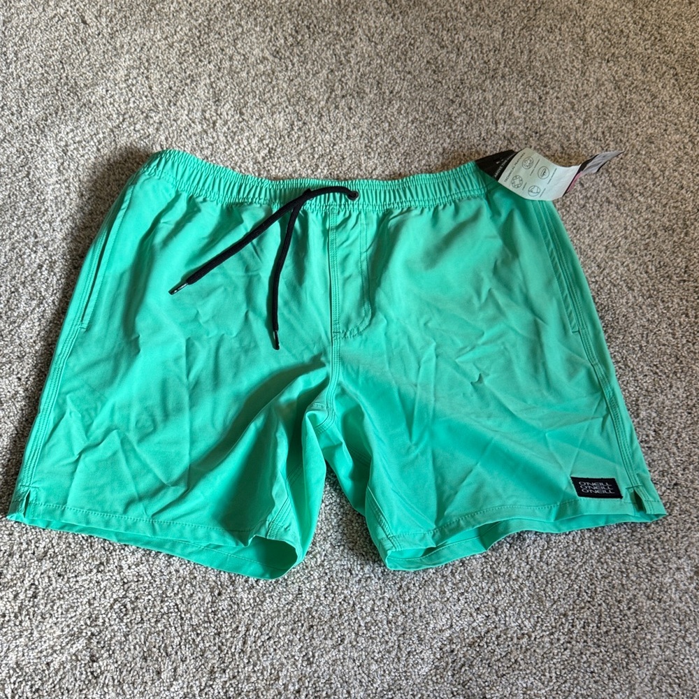O'Neill Teal Swim Trunks with Black Drawstring